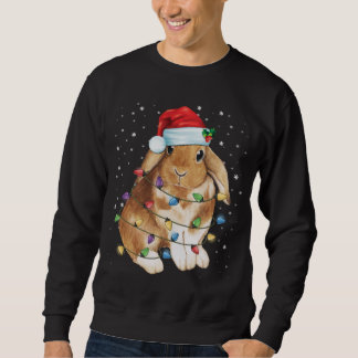 Bunny Rabbit Christmas Lights Santa Hat Funny Xmas Sweatshirt