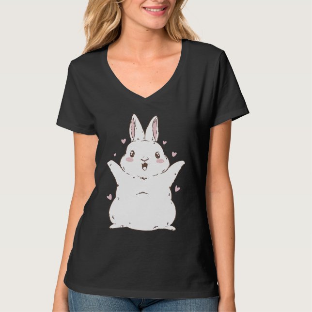 Bunny Rabbit Christmas New Year cute T-Shirt (Front)