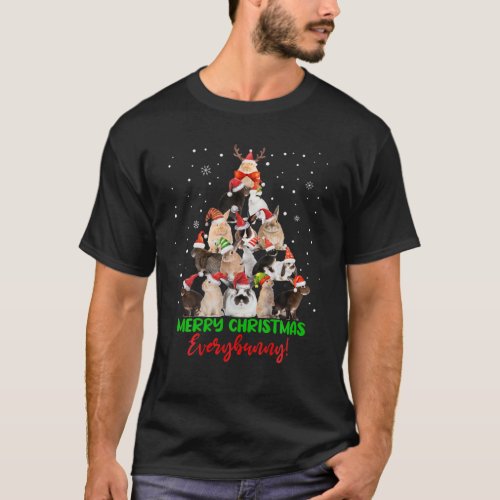 Bunny Rabbit Christmas Tree Merry Christmas Everyb T_Shirt