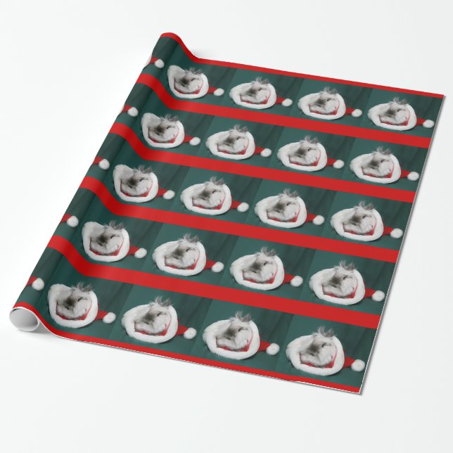 Bunny rabbit Christmas Wrapping Paper (Unrolled)