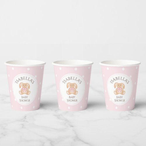 Bunny Rabbit Classic Polka Dots Girl Baby Shower Paper Cups