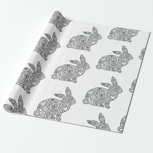 Bunny Rabbit Coloring Wrapping Paper (Unrolled)