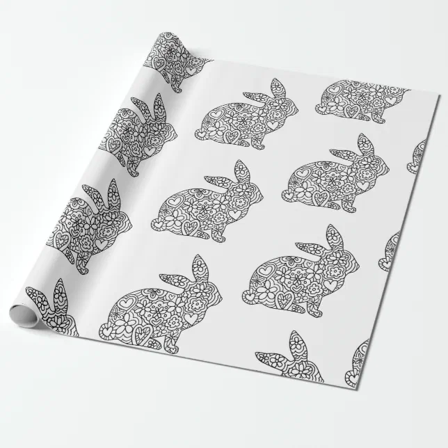 Bunny Rabbit Coloring Wrapping Paper | Zazzle