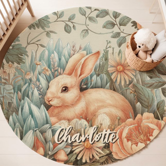 Bunny Rabbit Custom Name Nursery Rug (Creator Uploaded)