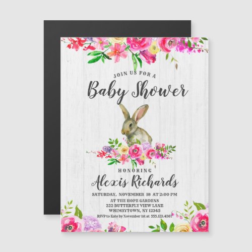 Bunny Rabbit Cute Floral Baby Shower Invitation