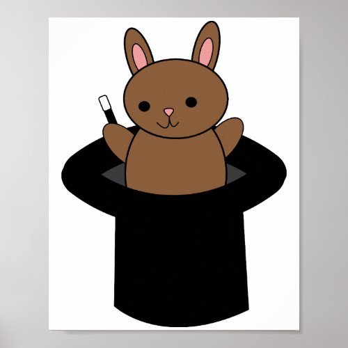 Bunny Rabbit Cute Kawaii Magician Poster