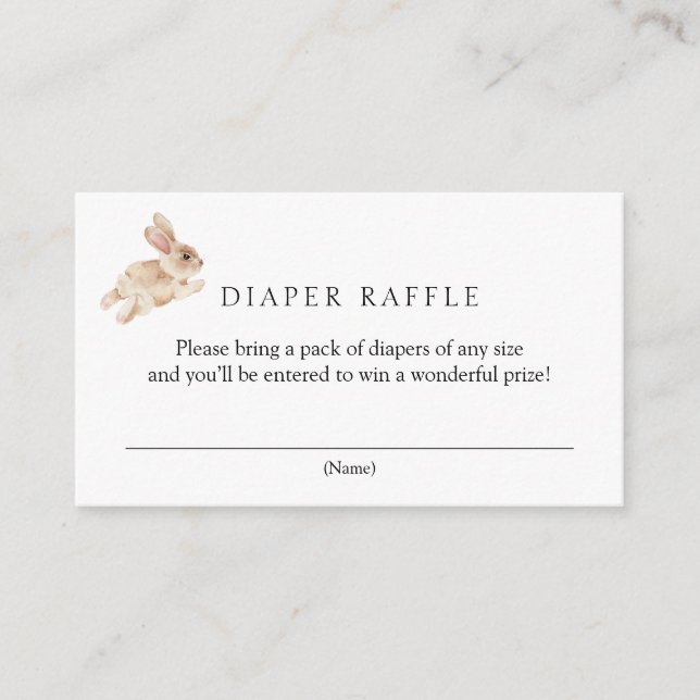 Bunny Rabbit Diaper Raffle Baby Shower Enclosure Card (Front)