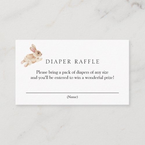 Bunny Rabbit Diaper Raffle Baby Shower Enclosure Card