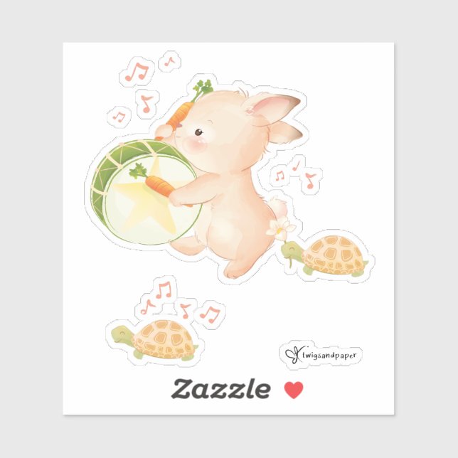 Bunny Rabbit Drummer - Music Parade Sticker (Sheet)