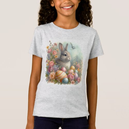  Bunny Rabbit Easter Egg Hunt Girls T_Shirt