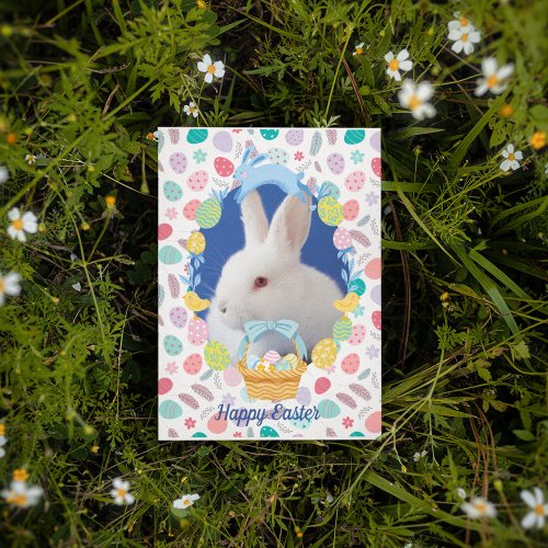 Bunny Rabbit Easter Eggs Holiday Card