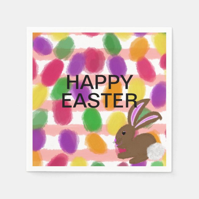 Bunny Rabbit Easter Eggs Napkins (Front)