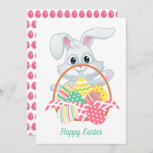  Bunny Rabbit Easter Greeting Holiday Card (Front/Back)
