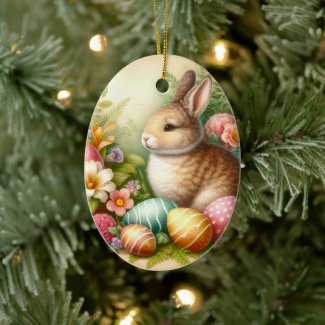 Bunny Rabbit  Easter Holiday Tree Ornament