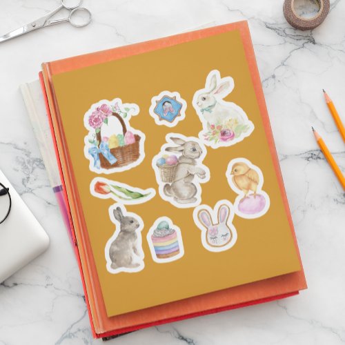 Bunny Rabbit Easter Spring Basket Gift Set  Sticker
