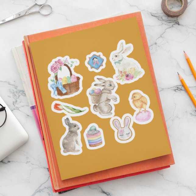 Bunny Rabbit Easter Spring Basket Gift Set  Sticker (Creator Uploaded)