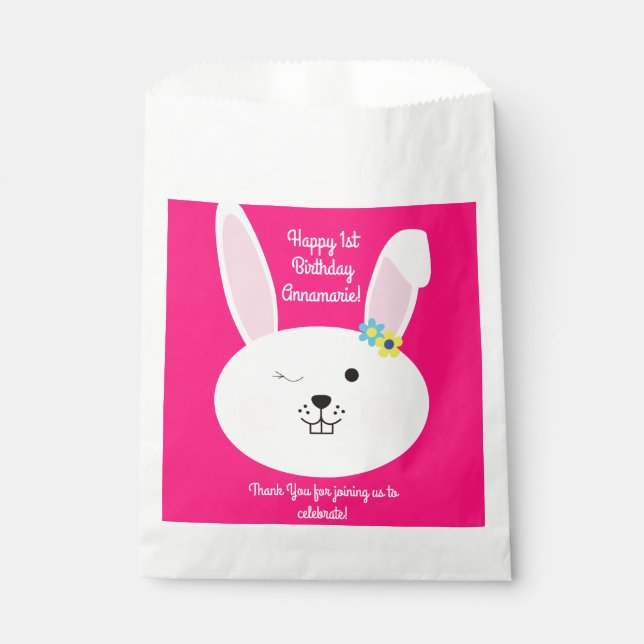 Bunny Rabbit Easter Spring Birthday Party Favor Bag (Front)
