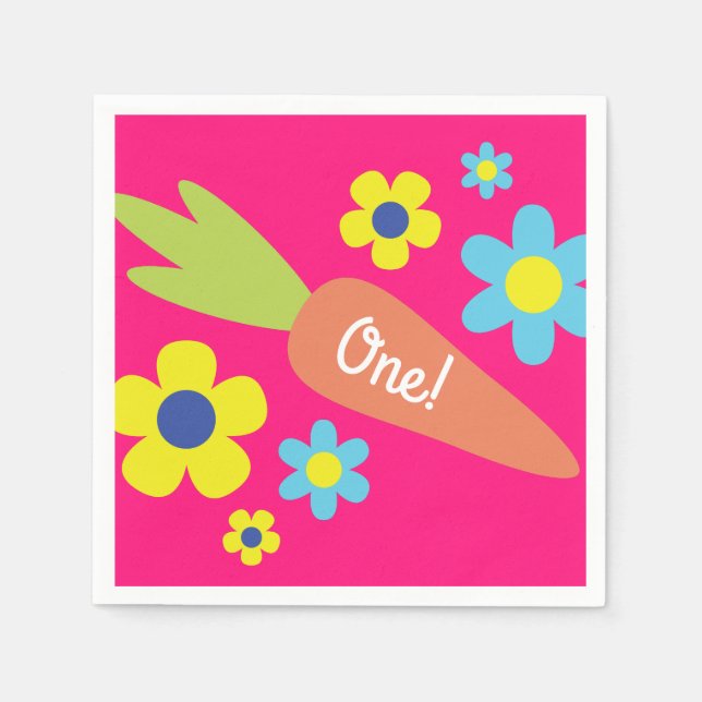 Bunny Rabbit Easter Spring Birthday Party Napkins (Front)