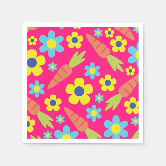 Bunny Rabbit Easter Spring Birthday Party Napkins (Front)