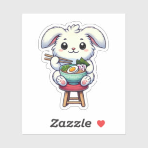 Bunny Rabbit Eating Ramen Sticker