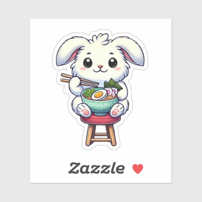 Bunny Rabbit Eating Ramen  Sticker (Sheet)