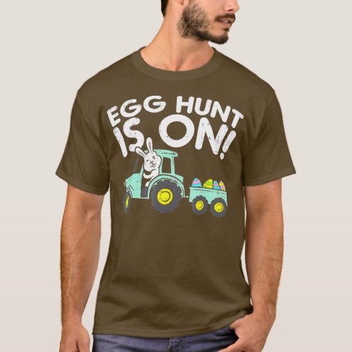 Bunny Rabbit Egg Hunt Is On Tractor Funny Easter D T_Shirt