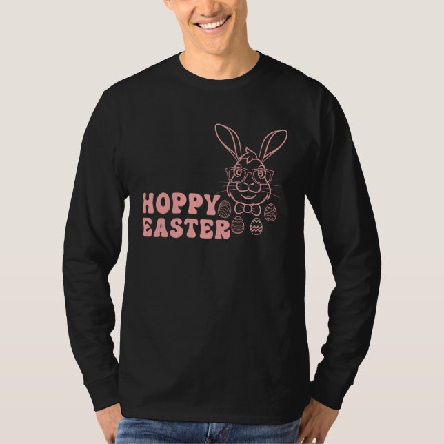Bunny Rabbit Eggs Hunting Happy Easter Day Cute Ho T-Shirt (Front)