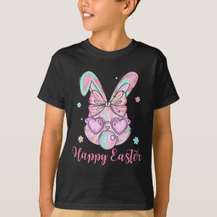 Bunny Rabbit Face Coquette Bow Easter Day Bubblegu T-Shirt