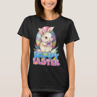Bunny Rabbit Face Happy Easter Day Women Girls T-Shirt