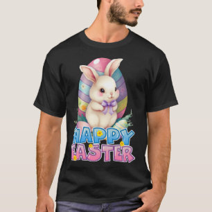 Bunny Rabbit Face Happy Easter Day Women Girls T-Shirt