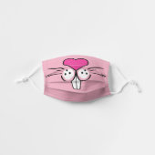 Bunny Rabbit Face | Pink Kids' Cloth Face Mask (Front, Unfolded)