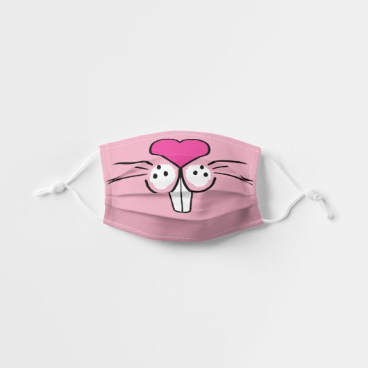 Bunny Rabbit Face | Pink Kids' Cloth Face Mask (Front, Unfolded)