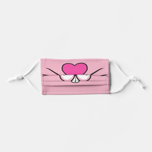 Bunny Rabbit Face | Pink Kids' Cloth Face Mask (Front, Folded)