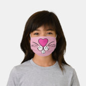 Bunny Rabbit Face | Pink Kids' Cloth Face Mask (Worn)
