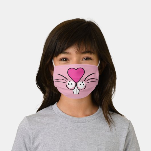 Bunny Rabbit Face | Pink Kids' Cloth Face Mask (Worn)