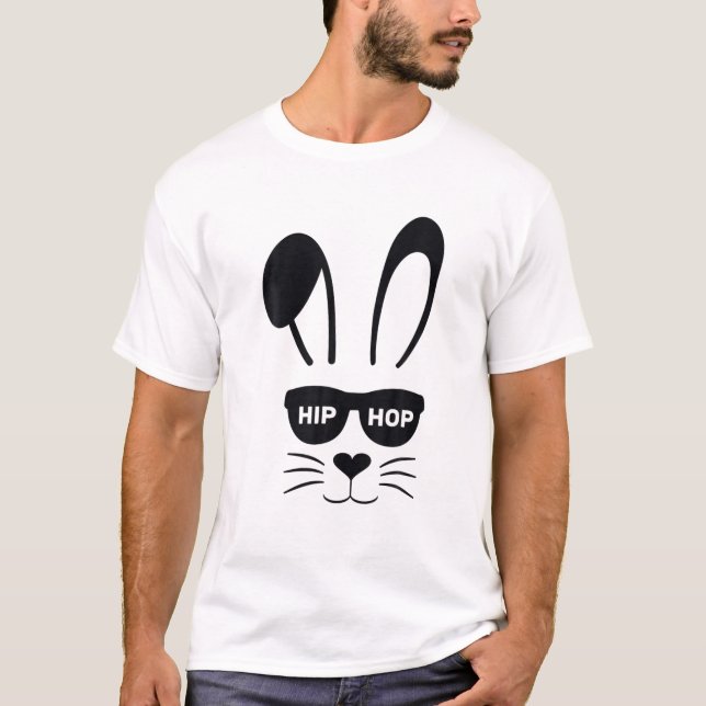 Bunny Rabbit Face With Sunglasses Easter Day Boys T-Shirt (Front)