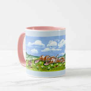 Bunny Rabbit Family Watching Clouds Designer Mug