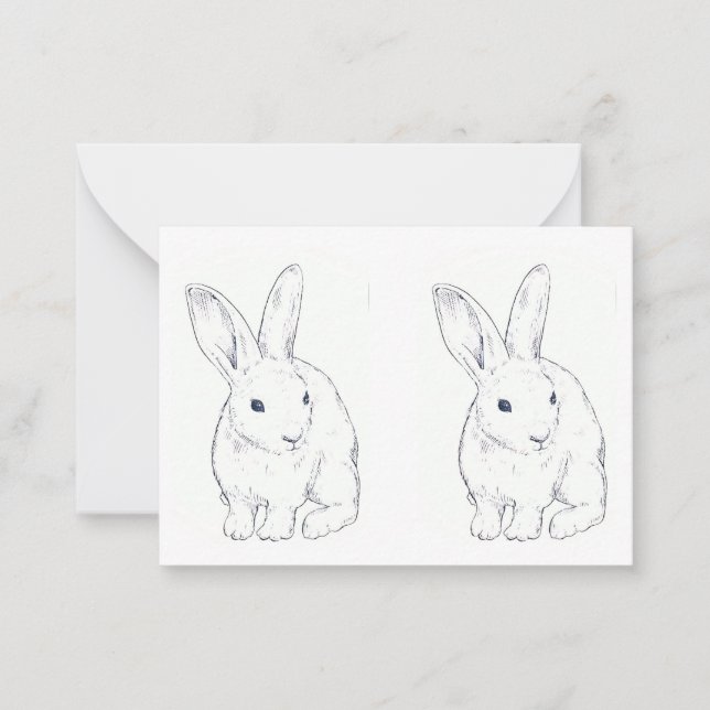 Bunny Rabbit Flat Note Card (Front)