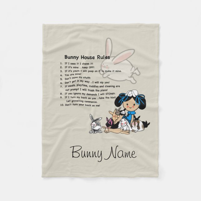 Bunny Rabbit Fleece - HouseRules Personalized Blanket (Front)