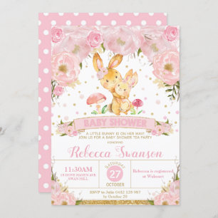 Bunny Rabbit Floral Baby Shower Invitation Girl