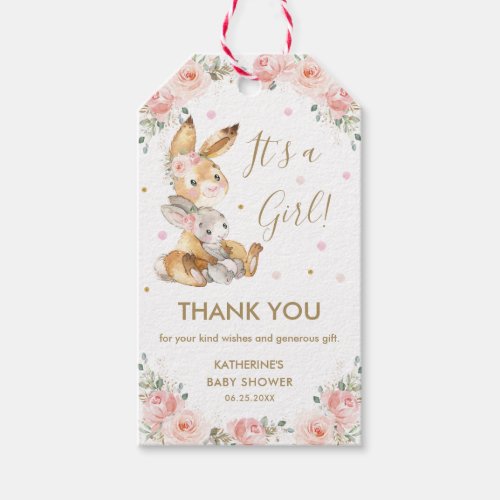 Bunny Rabbit Floral Baby Shower Thank You Favor  Gift Tags
