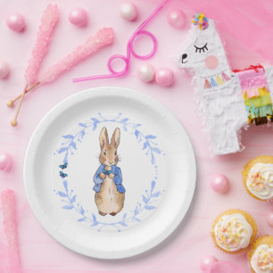 Bunny rabbit floral leafy wreath paper plates