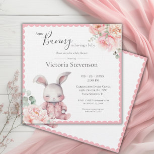 Bunny Rabbit Floral Pink Baby Shower