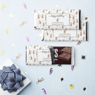 Bunny Rabbit Floral Wildflowers Coquette Birthday Hershey Bar Favors