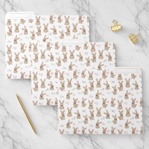 Bunny Rabbit Floral Wildflowers Coquette Bow File Folder