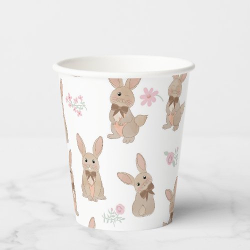 Bunny Rabbit Floral Wildflowers Coquette Bow Paper Cups