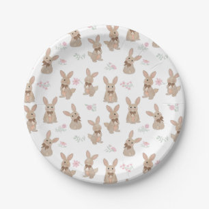 Bunny Rabbit Floral Wildflowers Coquette Bow Paper Plates