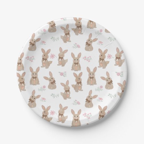 Bunny Rabbit Floral Wildflowers Coquette Bow Paper Plates
