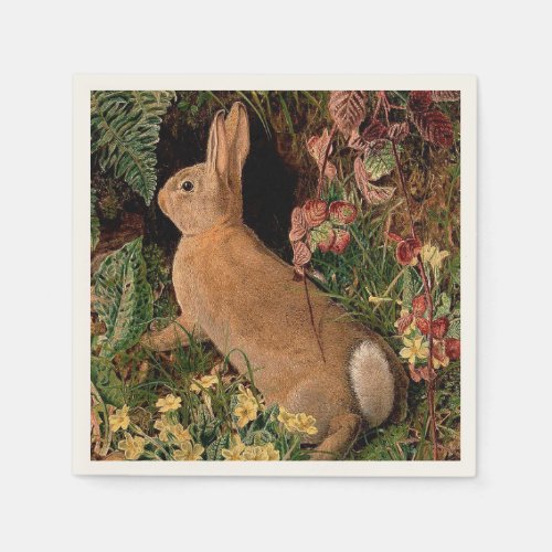 Bunny rabbit flowers ferns vintage woodland spring napkins