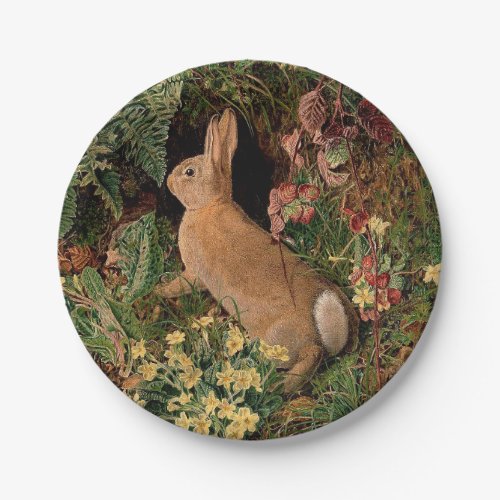 Bunny rabbit flowers ferns vintage woodland spring paper plates
